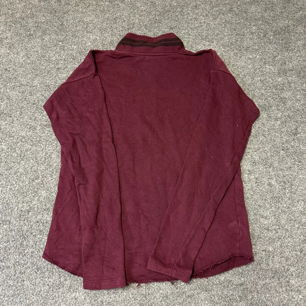 Pink Pullover Womens Size XS Maroon Burgundy Quarter Zip Raw Hem Logo Athleisure